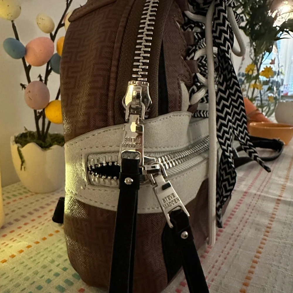 Brown and Cream Women's Backpack